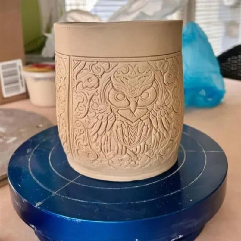 Clay Tile Roller Clay Texture Roller Handmade Pottery Tool Bird Pattern Rolling Pin Rollers for Pottery Projects