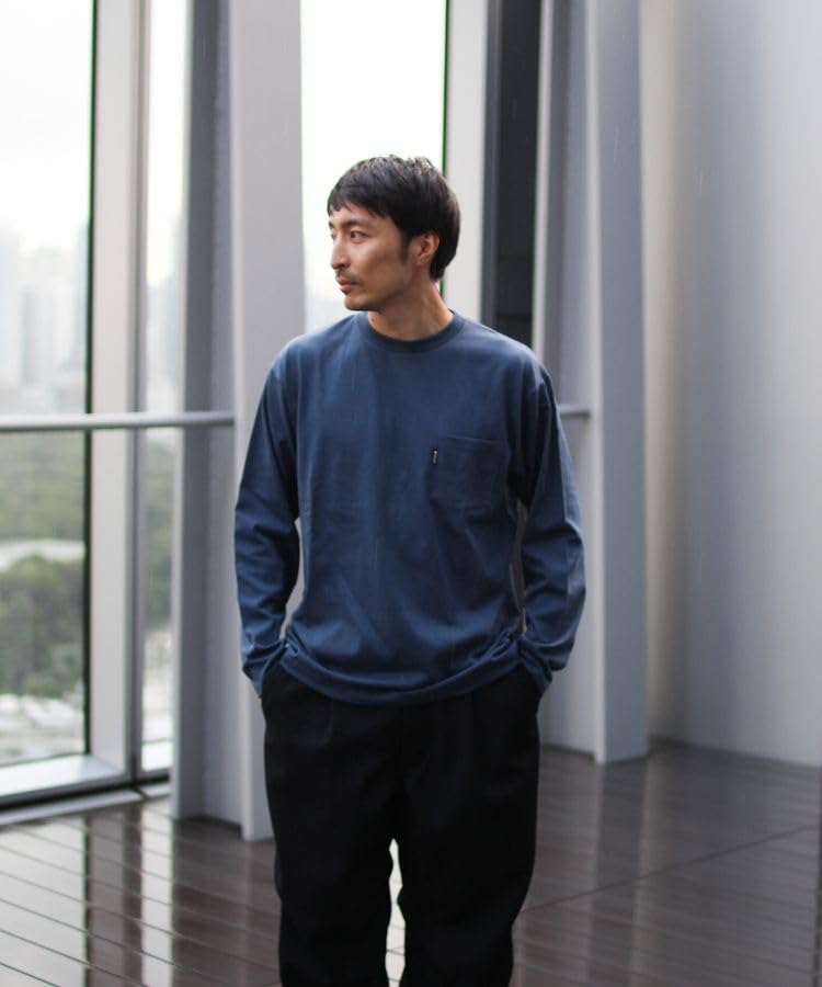 Snow Peak SP Logo Pocket Cut and Long and Size XL L/S T-Shirt EC-TS-25AU014, Sew, Sleeve, T-Shirt, Men's Women's, Navy,