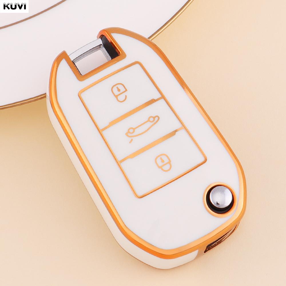 Hot TPU Car Flip Key Case Cover Shell For Peugeot 208 308 408 508 2008 3008 4008 5008 For Citroen C3 C4 CACTUS C6 C8 Accessories