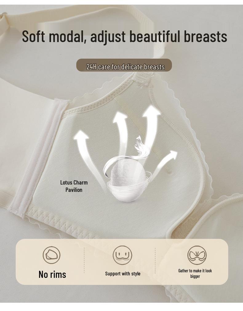 Lace Wire-Free Adjustable Bra Set for Small Chest - Anti-Sagging, Side Support