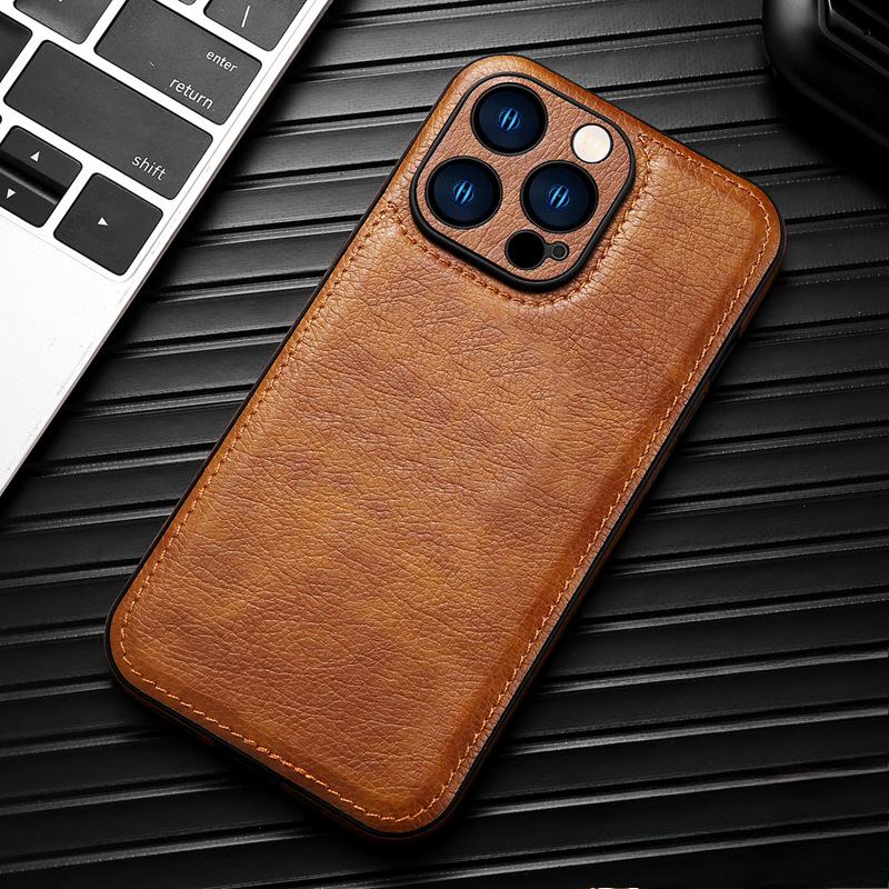 Suitable for Apple 15promax Phone Case Leather IPhone13 Full Cover 14/11 Missing Label 12 Business Leather Case