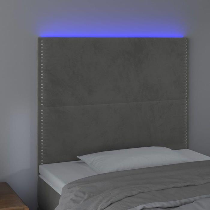 VidaXL Tête de Lit à LED Meuble de Chambre à Coucher Accessoire de Lit Simple Tête de Cadre de Lit Intérieur Gris Clair 3122326
