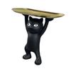 Cartoon Cat Key Storage Tray Resin Standing Cat Figurine Statue with Tray Multi-purpose Jewelry Trinket Holder Organizer Decoration