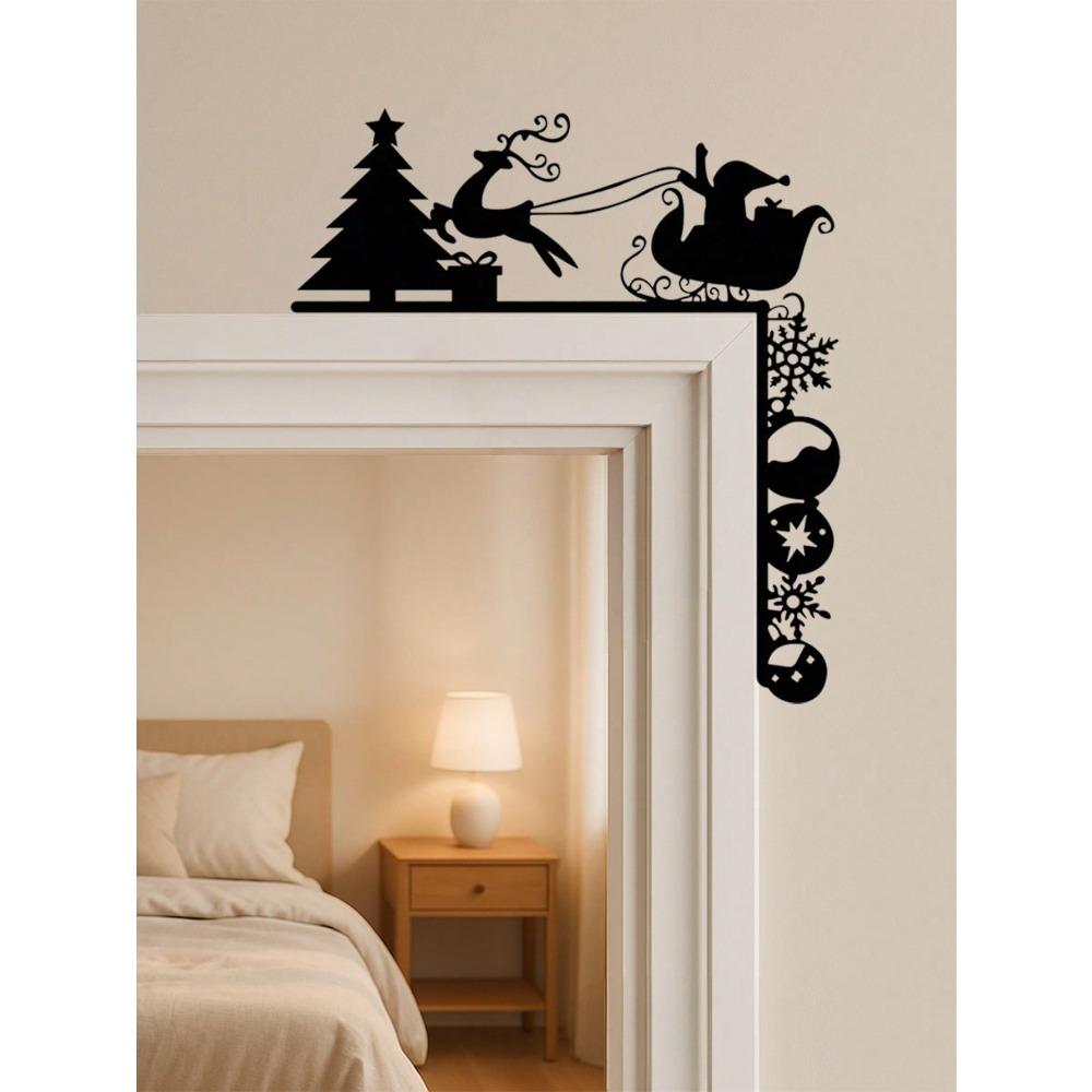 1 PC Metal Reindeer Sled, Xmas Door Frame Decor Standalone Shelf Decor, Home Living Room Mantelpiece Ornament, Holiday Party Gift