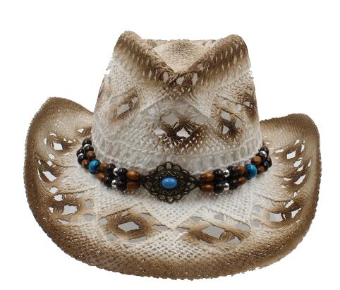 

2019 New Women Men Fashion Retro Vintage Turquoise Leather Strap Cowboy Cowgirl Caps Western Summer Sun Hat H3