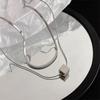 Simple and versatile double-layer titanium steel square necklace ins cold wind men's light luxury niche design sweater chain tide