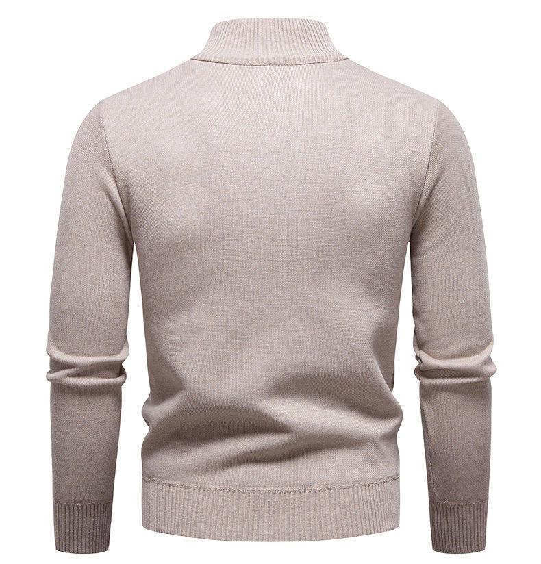Men's Long Sleeve Half-Zip Velvet Knit Sweater - Thickened Winter Base Layer