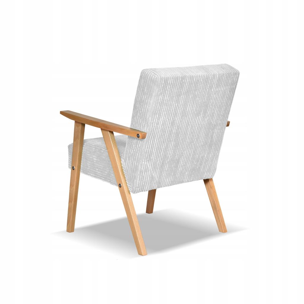 Armchair In PRL Retro Vintage Style SOLER Family Furniture Grey Corduroy Anafi