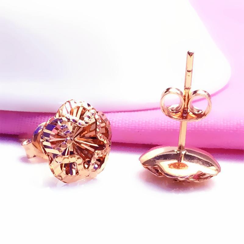 Purple Gold Hollow Flower Stud Earrings Women'S Simple Light Luxury Color Gold Plated Rose Gold Stud Earrings