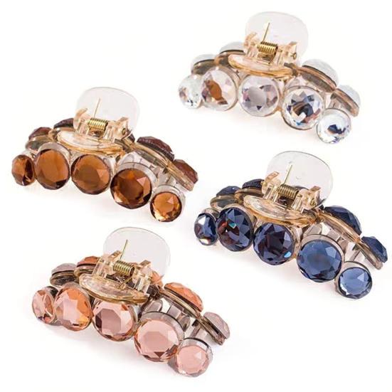 Plastic Claw Hairpin Lightweight Elegant Shiny Imitation Crystal Hair Clip for Bathing