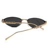 Rimless Cat Eye Sunglasses for Women Men Metal Rivet Leg UV Protection Sunglasses Outdoor Driving Travel Beach Goggle Shades