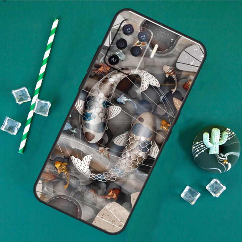 Koi Carp Fish Yin Yang Case For Oppo A40 A60 A80 A16 A76 A96 A18 A38 A58 A78 A98 A91 A15 A17 A74 A94 A54 A57S Cover