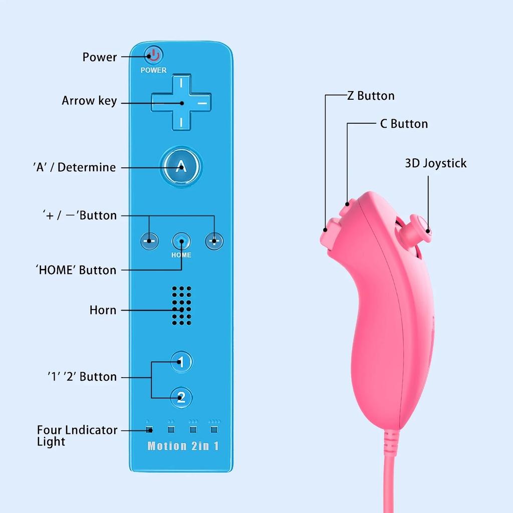 NEW Controller for Nintendo Wii, Wii Remote with Silicone Case and Strap Compatible with Nintendo Wii/Wii U/Wii Mini with Motion