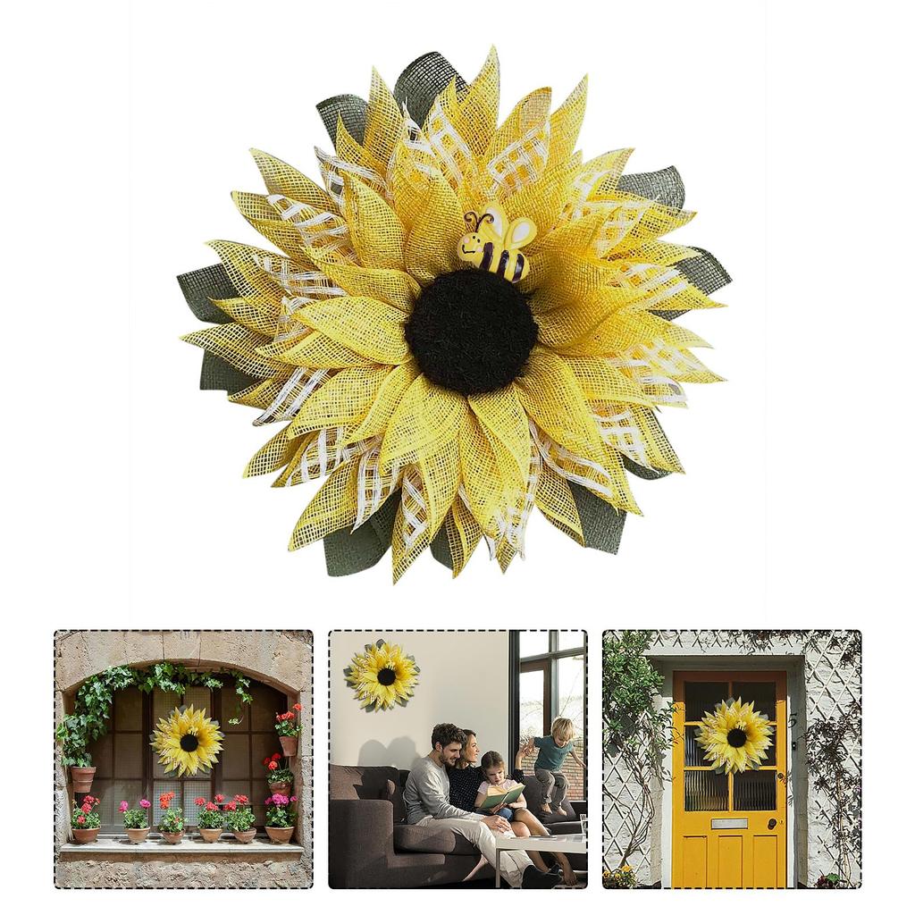 Simulation Leaf Bee SunflowerWreath Artificial Garland Hanging Pendants Wedding