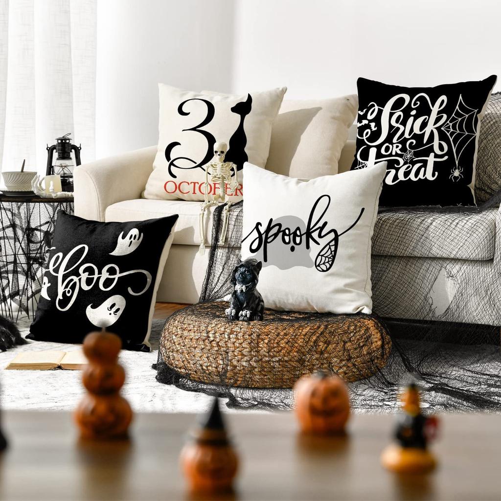 Halloween Pillowcase Devil Cartoon Linen Pillow Print Home Sofa Pillowcase Cushion