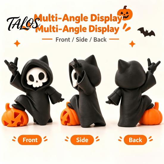 Halloween Pumpkin Skull Figurine Little Ornament, 3D Printed Decor, Cute Desktop Seasonal Spooky Party Supplies for Home Table Decoration And Festive