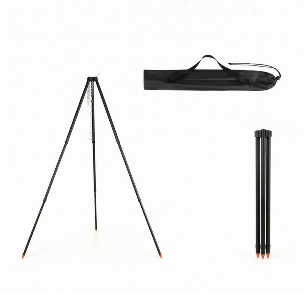 Campfire Cooking Tripod Height-Adjustable Stand with Chain