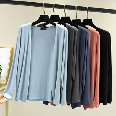 Thin Modal Coat Women's Summer Loose Clothes Versatile Casual Top Long Sleeve Knitted Air Conditioning Cardigan Sunscreen Clothes