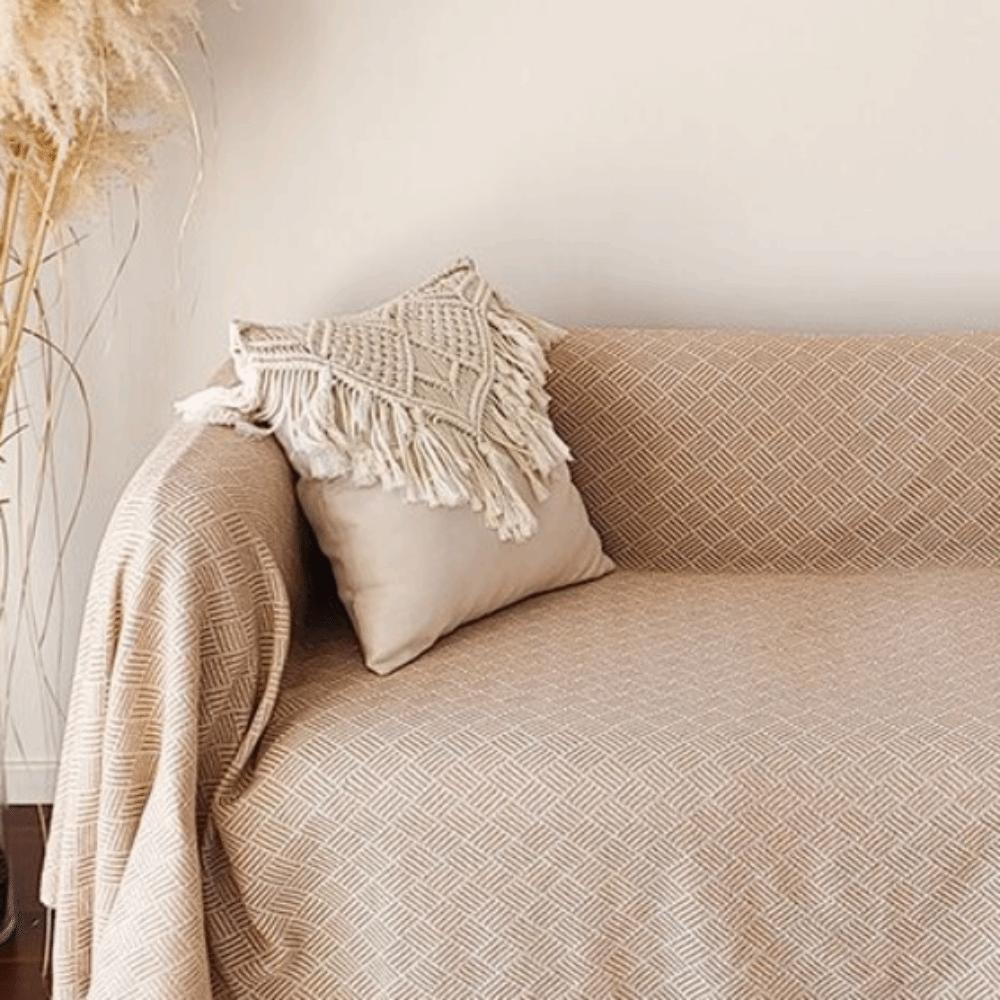 Hand-woven Bohemian Macrame Pillow Cover Pastoral Square Sofa Cushion Cover Washable with Tassel Knitted Pillow Case Cafe