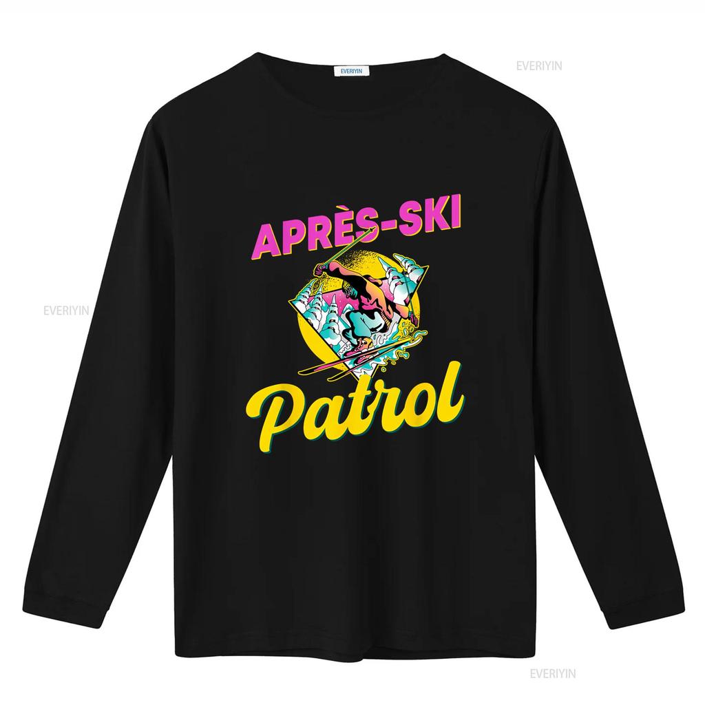 80s Retro Apres Ski Patrol Design 90s Skiing T Shirt Long or s Available vintage Washed Slightly homme Casual Versatile Stylish
