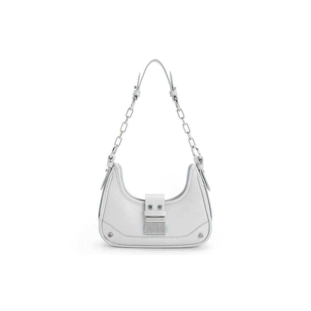 Charles & Keith Patchwork Chain Versatile PU Woven Underarm Bag Moon Bag Tote Shoulder Bag Women bags Multicolor CK2-40271053