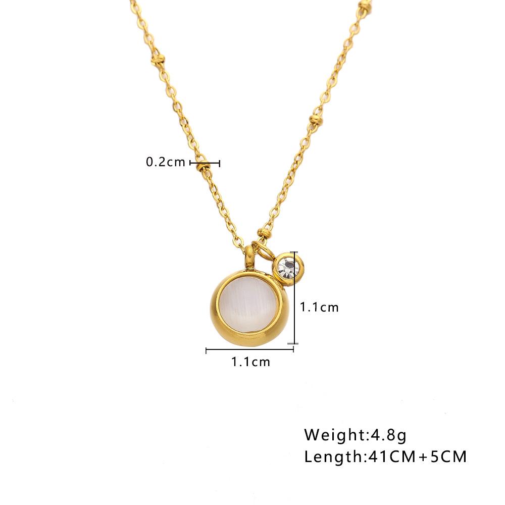European & American INS Style Gold Crystal Cat s Eye Pendant Clavicle Necklace for Women. золотой