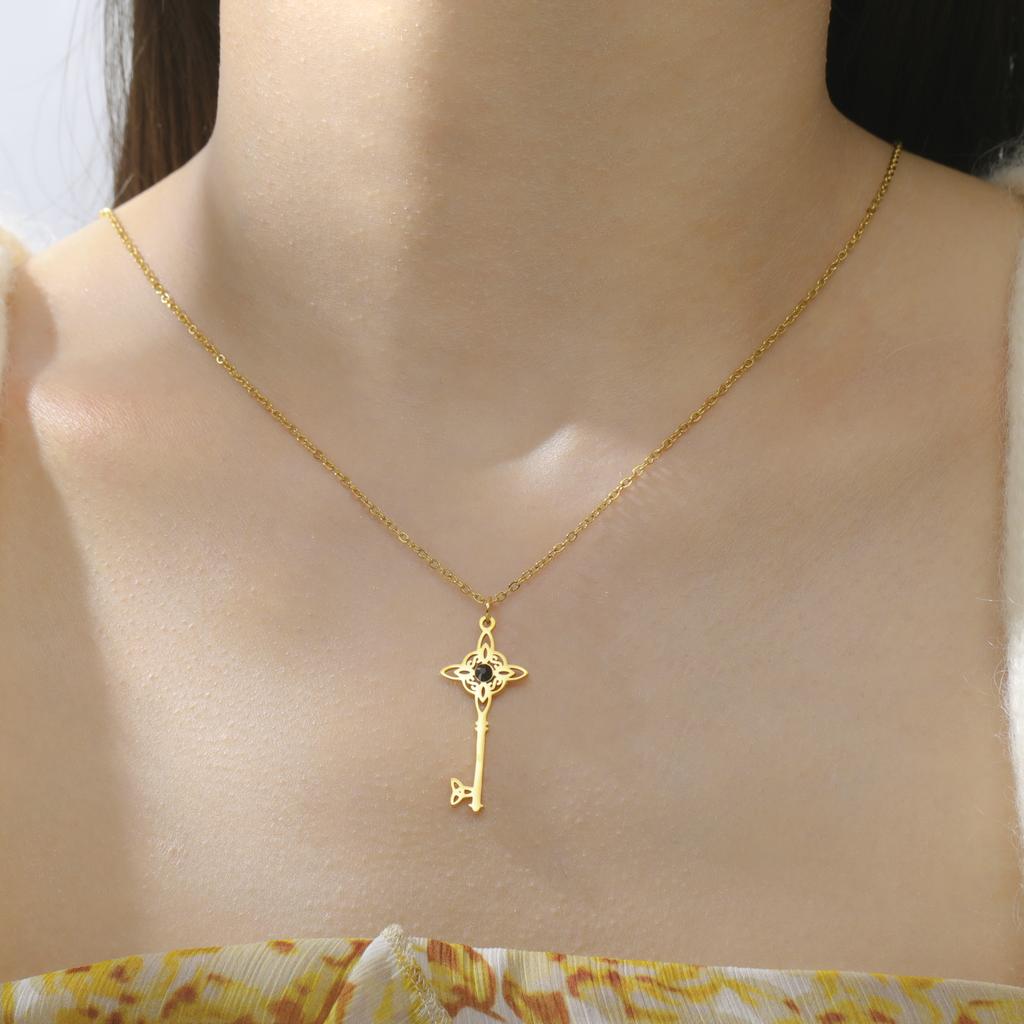 Dreamtimes Stainless Steel Witches Knot Pendant Necklace for Women Men Celtic Cross Witch Witchy Magic Knot Jewelry Amulet Gifts