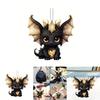 Car Decor Acrylic Flat Surface Black Dragon Pendant With Cartoon Style For Vehicle Interior Enhancement