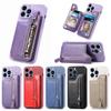 Zipper Wallet with Card Holder Phone Case for IPhone 13 12 Mini 15 14 11 Pro Max XS XR X 7 8 Plus Hard Shell Shockproof Cover