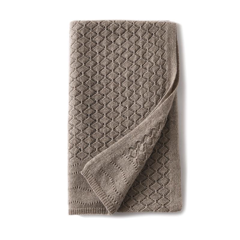 Women's Diamond Openwork Pure Cashmere Scarf: Warm, Knitted, Versatile Shawl for Autumn & Winter