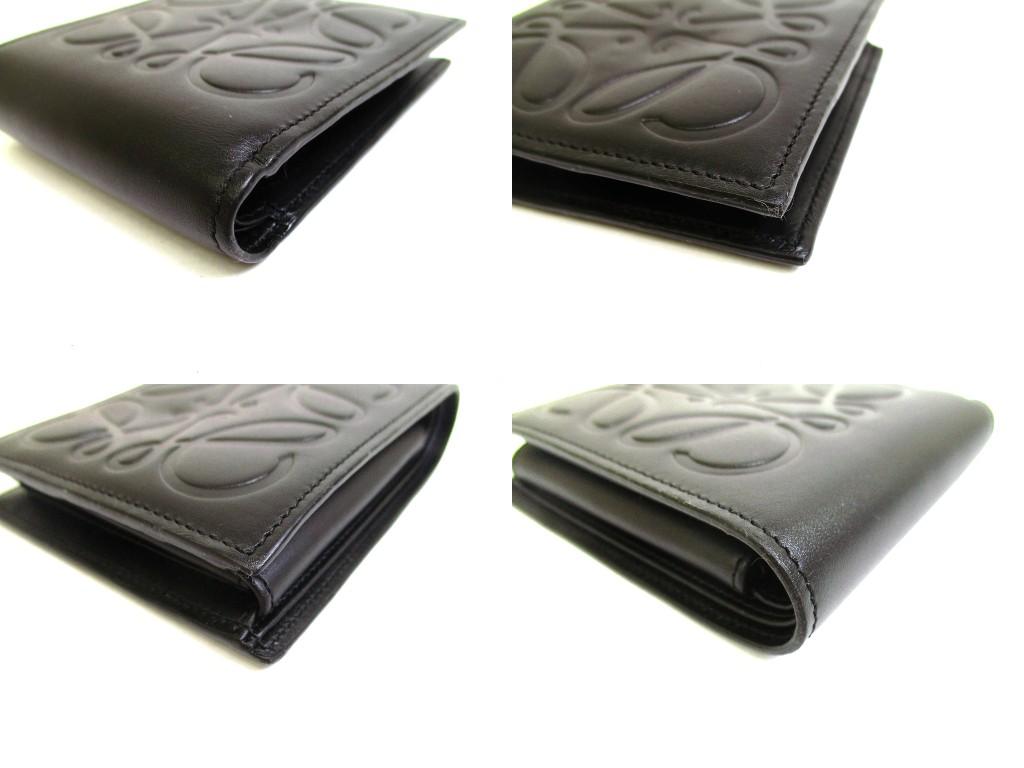 Authentic LOEWE Anagram Black Leather Bifold Wallet Compact Wallet #b250  Open Box