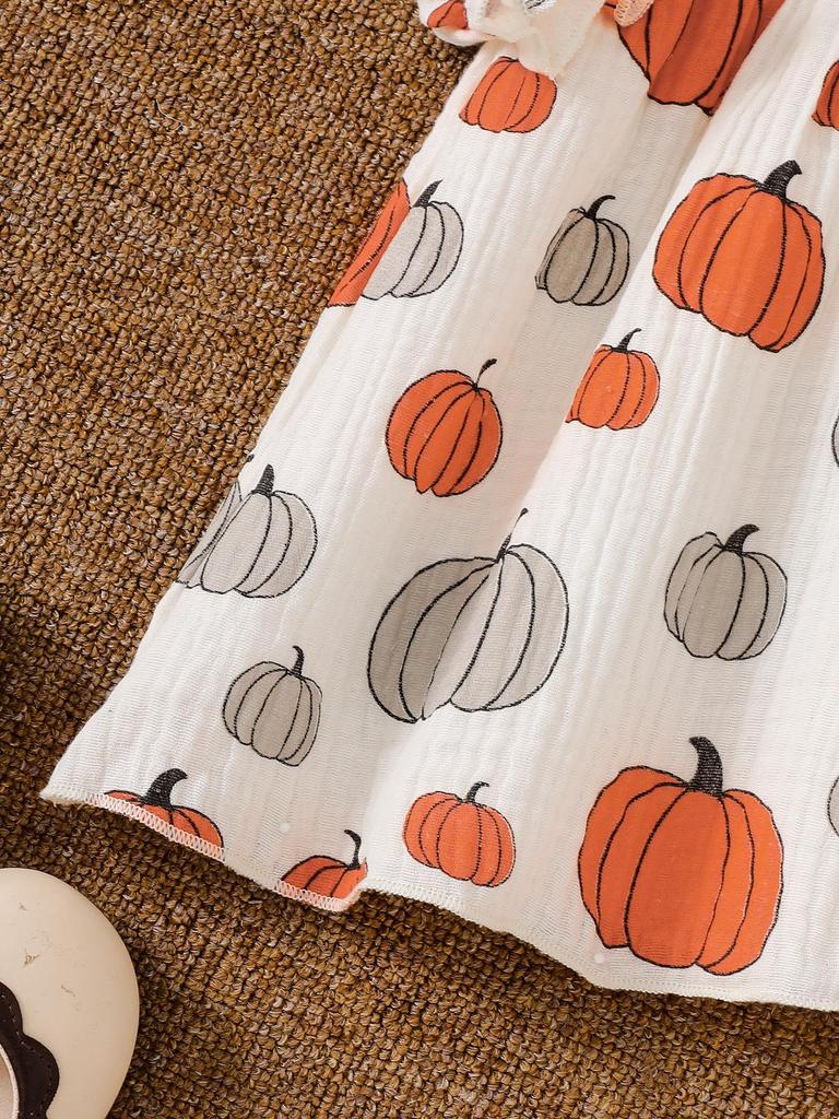 Girls' Halloween Princess Puff Sleeve Dress with Square Neck and Cinched Waist