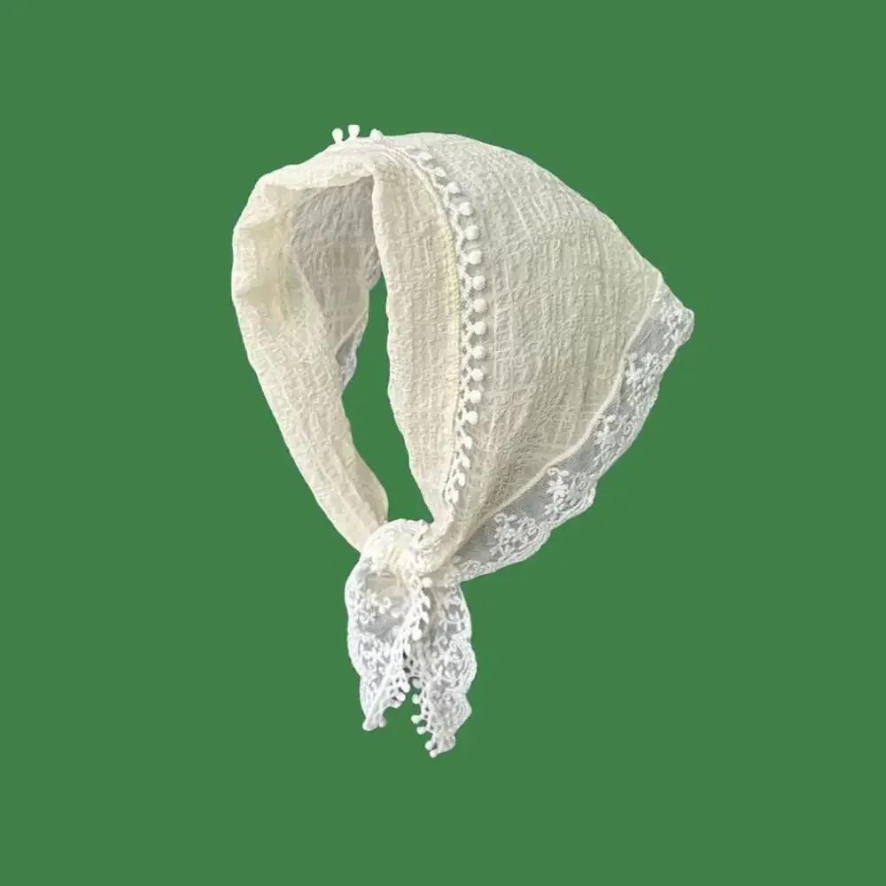 Gestricktes Dreieck-Stirnband im französischen Pastoralstil, kleines Blumen-Stirnband, Handtuch, handgefertigt, gehäkeltes Kopftuch, Mütze, Frühling/Sommer