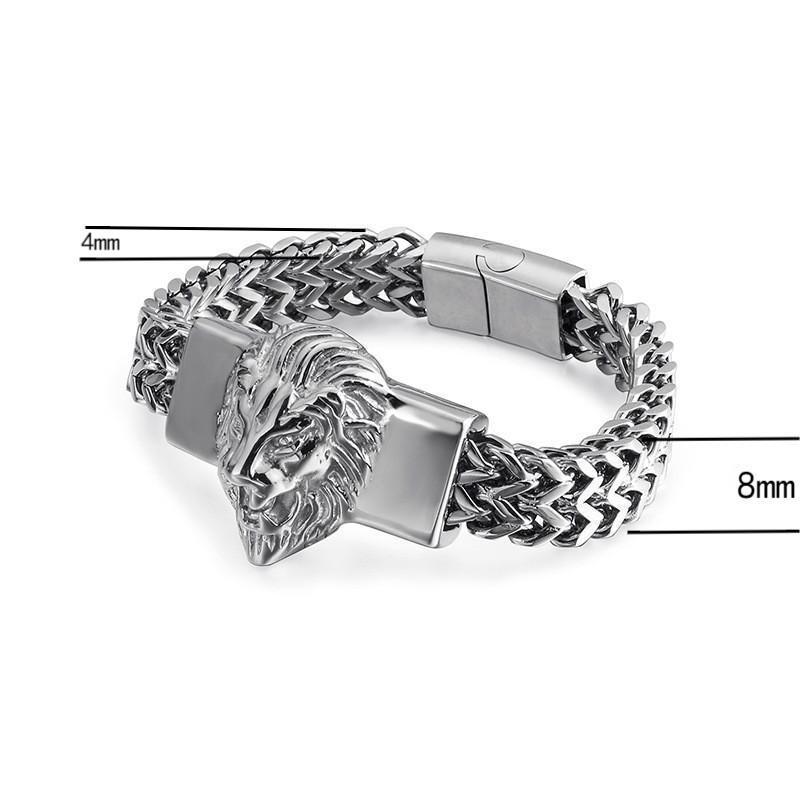Men's Stainless Steel Lion Head UV-Plated Non-fading Bracelet