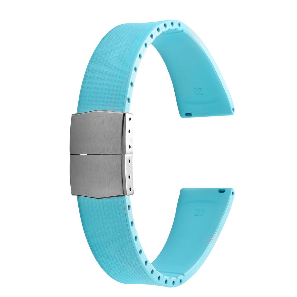 20mm Delugs CTS FKM Gummi Uhrenarmbänder mit 4 Farben Schmetterlingsschließe Einzigartige Textur Schnellverschluss Uhrenarmband für Markenuhr