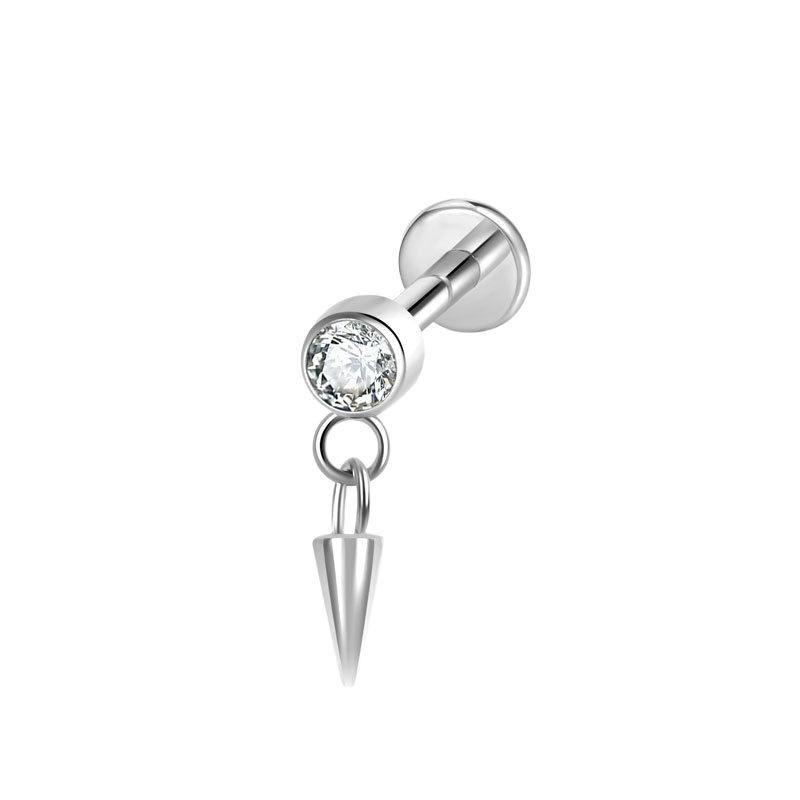 Hot Sale Body Jewelry: Titanium Labret Flatback Tragus Earring Stud Internal Thread Zircon Rings