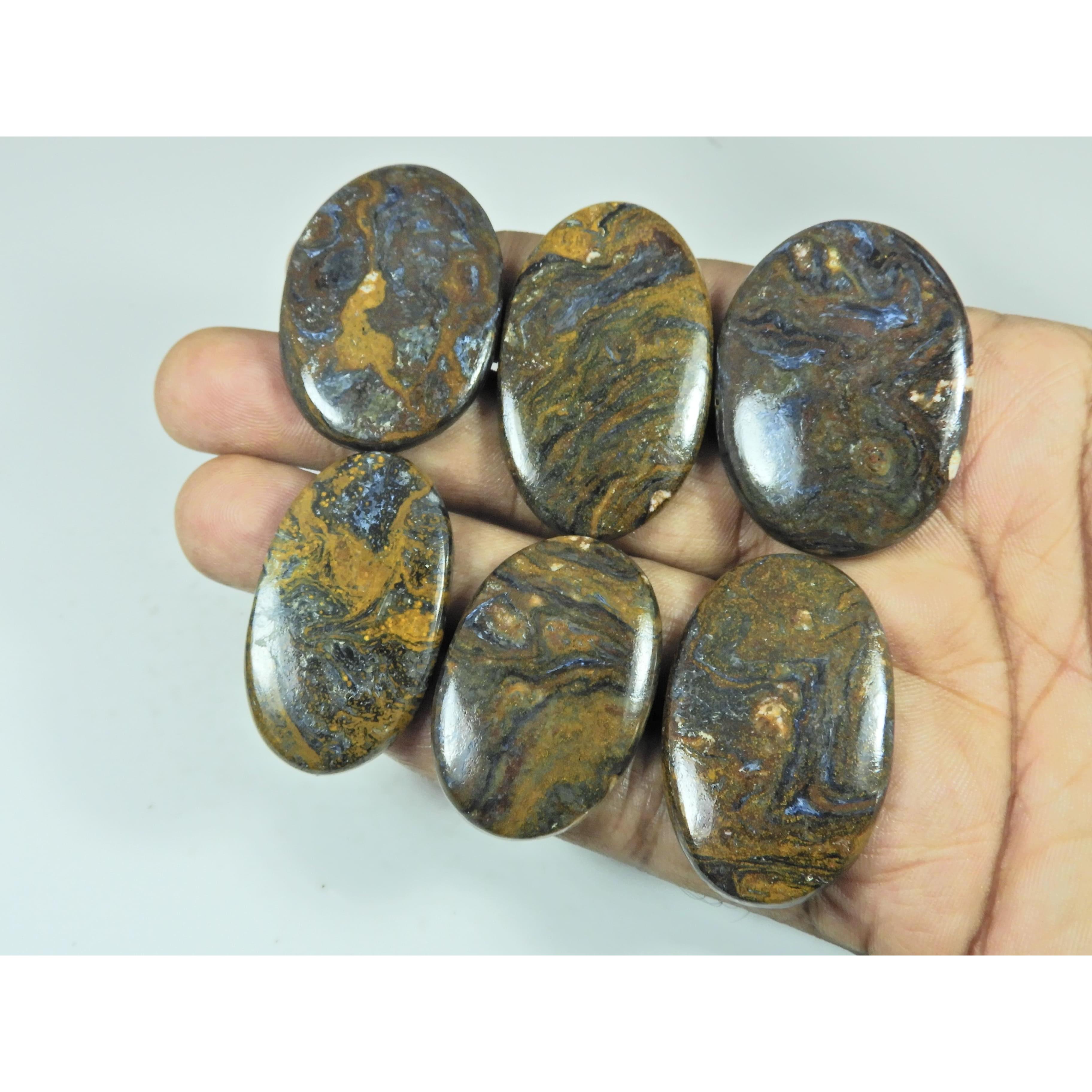 325Cts. Natural Pietersite Oval Shape Cabochon Loose Gemstone 06Pcs Lot C-2887