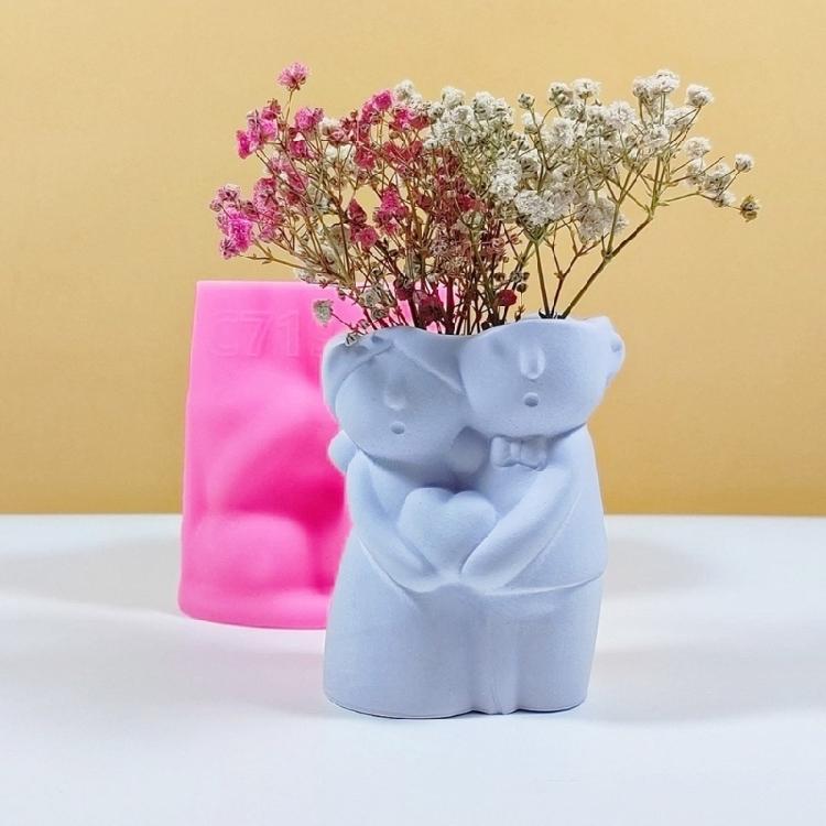 Couple Doll Silicone Mould for Flower Pots Vase Mold Concrete Cement Epoxy Resin