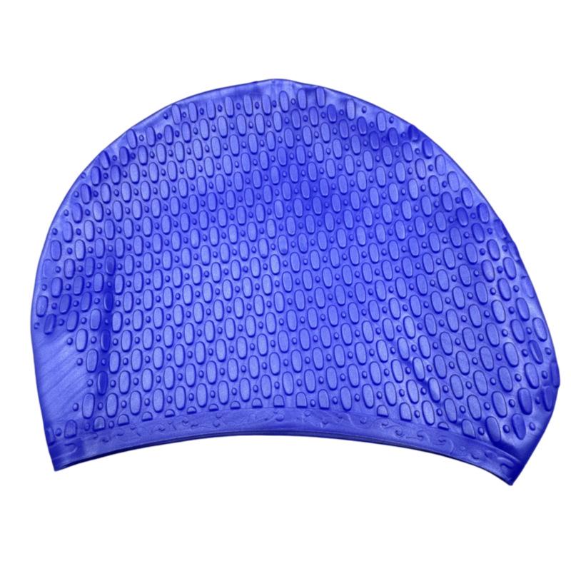 

Очень большая силиконовая шапочка для плавания для длинных волос - Удобный однотонный дизайн синий