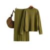 Autumn and winter new jacquard semi-turtleneck long-sleeved knitted sweater pullover + skirt two-piece set