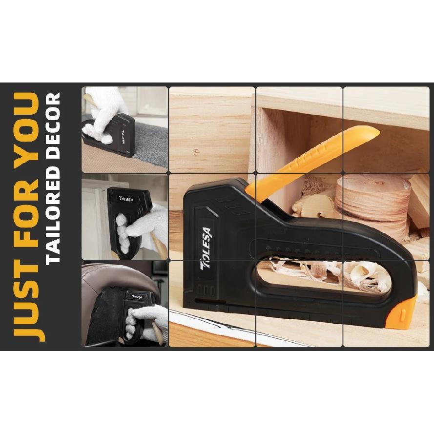 TOLESA Heavy Duty Staple Gun Kit 4 in 1 Upholstery Manual Stapler Gun with 2000 Staples for Wood Carpentry Crafts Wall DIY