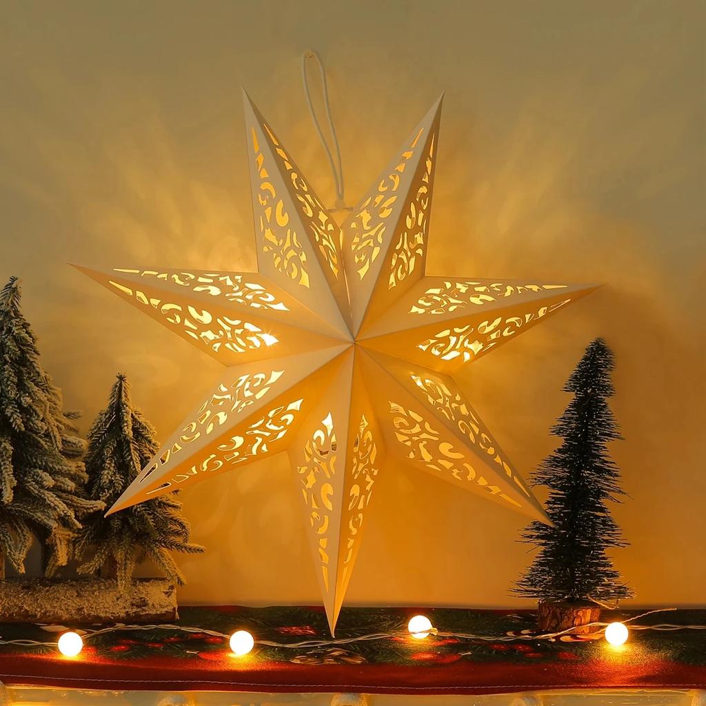 5pcs Hollow Star Hanging Pendants Christmas Decor