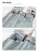 Women's Light Blue Fleece-Lined Jeans, Autumn/Winter 2024, Convertible Narrow/Wide-Leg, Retro Loose, High-Waisted, Straight-Leg Pants
