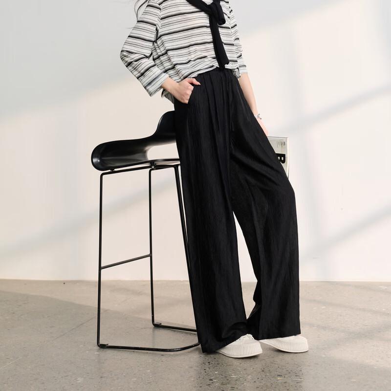 Sancai Women's High-Waist Acetate Wide-Leg Pants