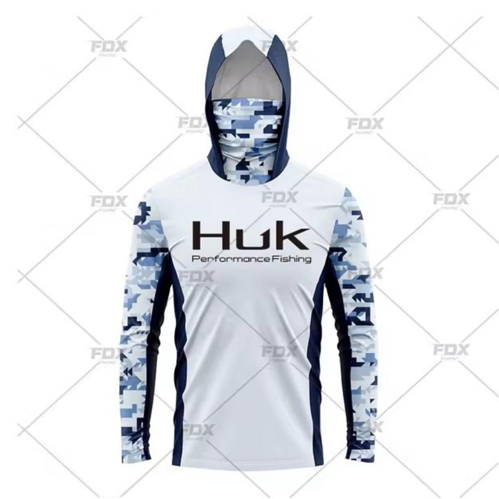 Tuta da pesca HUK integrata con maschera con cappuccio per sport all'aperto transfrontaliera, leggera e sottile, protezione solare, manica lunga, tuta da pesca Luya