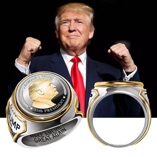 

Кольцо унисекс с принтом Трампа, надписью США, гладким хип-хопом, предвыборной кампанией президента США, кольцо сторонников Трампа, соответствующего цвета, из нержавеющей стали US 7