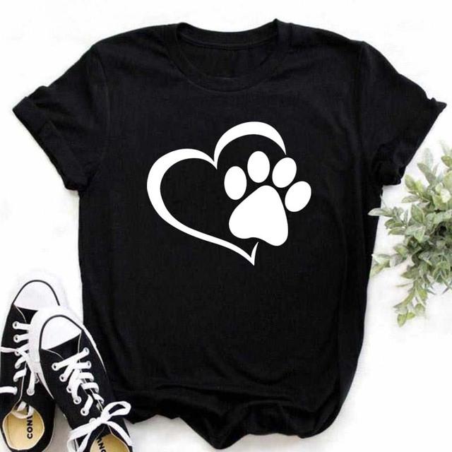 COTTON  100% I Love My Dog I Love My Dog Short Sleeve T-shirt Women Slim Design Round Neck with Plus-size Oversized T Shirt
