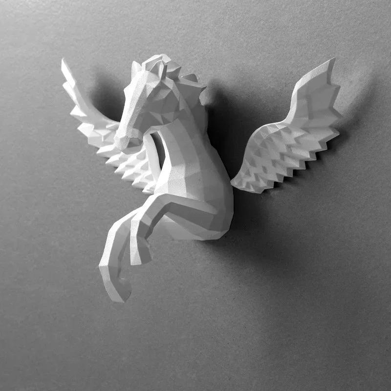 Nordic Pegasus Fridge Magnet Sticker Aesthetic 3D Flying Horse Refrigerator Sticker Decoration Pegasus Magnet Kitchen Ornament