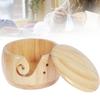Wooden Yarn Bowl Round Crochet Bowl Holder with Holes Pine Knitting Yarn Bowls Wooden Weaving Thread Bowl with Lid Portable Yarn