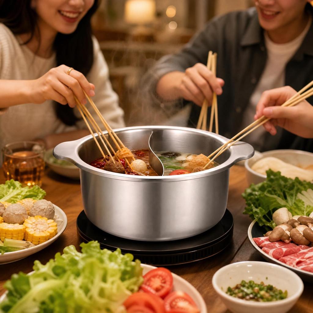 Pot with Divider Thickened Hotpot Basin Two-flavorFlavor